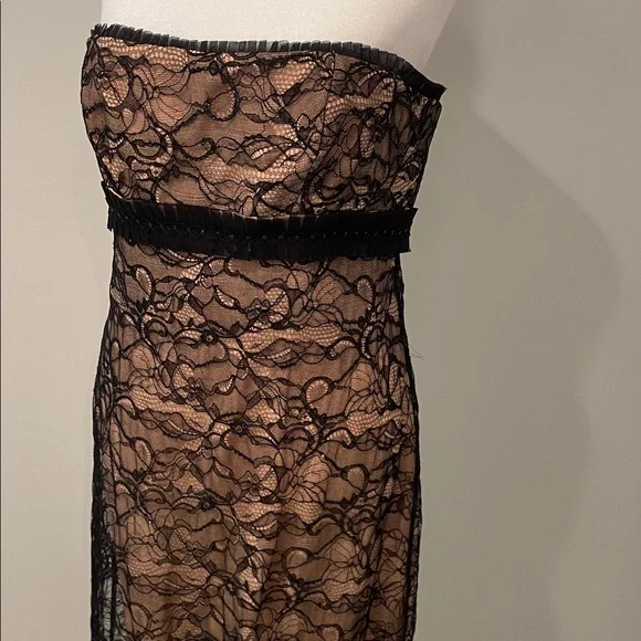 Vintage Badgley Mischka Black Lace Strapless Gown - Picture 6 of 16
